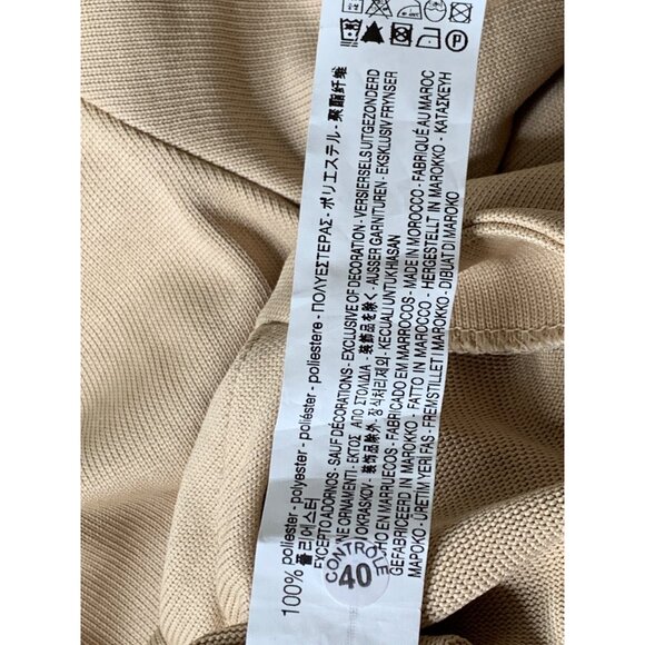 Zara Beige Long-Sleeve Cutout Jumpsuit Size S Crop Pouf Sleeves Tan RX10363 - Picture 6 of 14